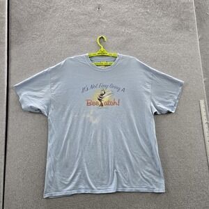 Big Dogs Men Shirt XL Blue Embroidered Y2K Graphic Bee Slogan READ